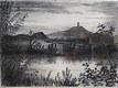 Glastonbury from the River, drypoint, Edition of 20, 21 x 15 cm (image),  £125