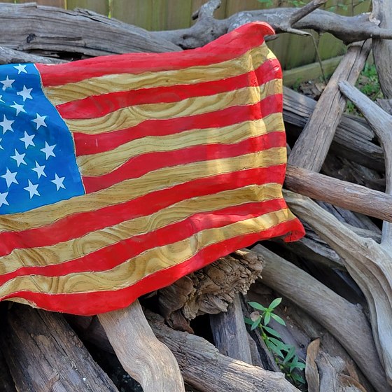 Wooden American Flags 