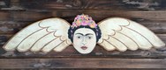 Frida Angel - Hand painted and cut, barn wood